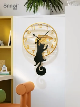 De luxo, decoração sala de estar relógio de parede do quarto de crianças relógio restaurante bonito miau relógio.