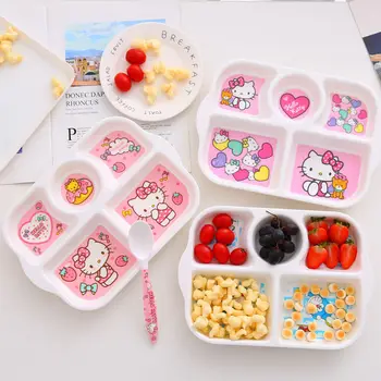 Kawaii Sanrios Anime de Hello Kitty dos desenhos animados Bonitos Crianças do Agregado familiar Dividido Arroz Placa de Jantar, Placa do Melamine Louça Presente
