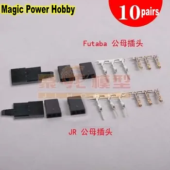 10 Conjuntos de DIY Futaba/ JR Tipo 3 Pinos Servo Bateria Conector/Plug Set (Feminino e Masculino) Feminino com Gancho