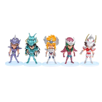 5pcs de Ouro de Saint Seiya Cavaleiros Do Zodíaco Hyoga Shiryu de PVC Figura de Ação Japão Anime Colecionáveis Modelo de Brinquedos Presentes Crianças