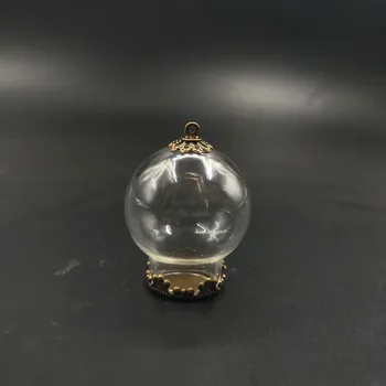 25x15mm de vidro transparente mundo antigo em bronze bandeja de base de 8mm esferas conjunto de tampa do frasco de vidro frasco de pingente de colar de artesanato diy conclusões presentes