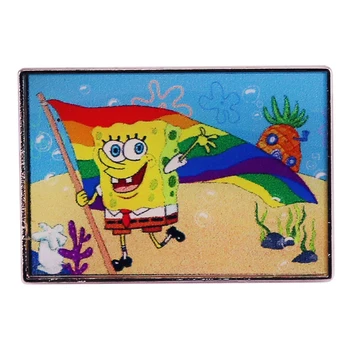 Bandeira do arco-íris Esmalte Pin de desenho animado Clássico Emblema do Broche LGBT Mochila Decoração de Jóias