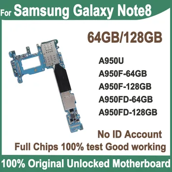 Original Para Samsung Galaxy Note 8 N950 N950FD N950F N950U 64 GB, 128 GB placa-Mãe Desbloqueado Completo Função placa-mãe, Placa Lógica
