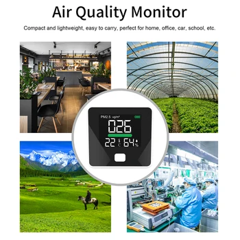 3 em 1 Qualidade do Ar Monitor de Poeira PM2.5 de Temperatura e Umidade Detector de Apoio Aviso de Bateria Fraca para o Escritório em Casa de Carro