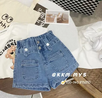 2023 coreano Meninas Shorts Jeans de Moda da Primavera Verão Calções de Crianças de 3 a 8 Anos ss