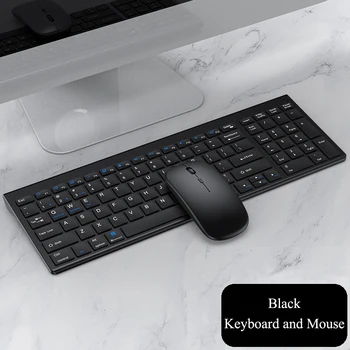 Teclado sem fio Bluetooth Três-modo Silencioso Teclado de tamanho Completo e Mouse Combo Conjunto para Notebook Laptop área de Trabalho do PC Tablet