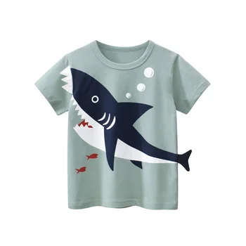 2023 na Moda Verão de Roupas infantis em Nova Meninos T-Shirt Manga Curta em 3D Cartoon Tubarão Impressão Tops Tees de Roupas de Crianças Dropshipping