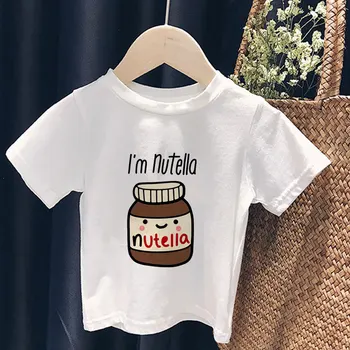 2020 Crianças Roupas Unissex Bonito Molho De Chocolate Nutella Impresso Meninas Tops Casual Menino T-Shirt Menina Camiseta Da Moda