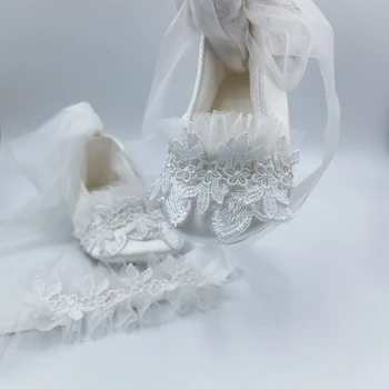 Batizado de Renda Branca Bebê Sapatos de Casamento Enfeite Primeiro Caminhantes Magia da Infância Lembrança Bling 1º Aniversário da Princesa Dom