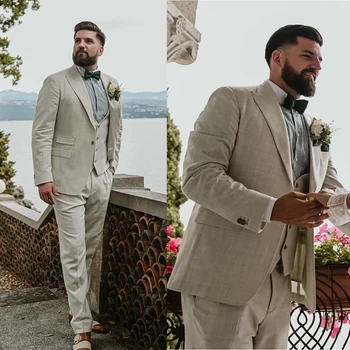 Traje Homme Cinza Homens' s do Terno 3 Peças Blazer Colete Calças de Um Botão de Smoking Pura Lapela de Negócios de Moda Moderna de Casamento do Noivo