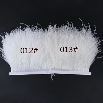 10 Metros Branco plumas de Avestruz Guarnições de Fita Tingido Decoração Real Franja de 8 a 10 cm de penas para artesanato Vestido/saia de Costura Acessório