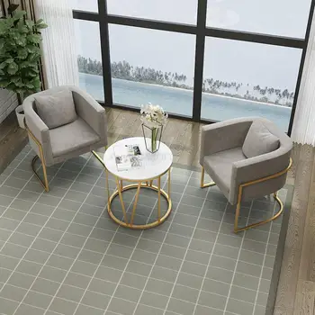 Luz De Luxo Dispõe De Um Sofá-Cadeira Mesa De Café Combinação De Sala De Recepção De Salão De Beleza, Área De Descanso Recepção De Negociação