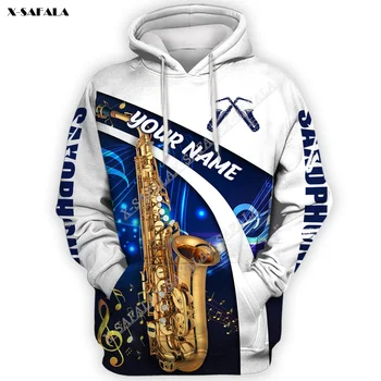 Personalit Saxofone Arte Nome de Impressão 3D Saxofone Traje Confortável Agasalho do Pescoço Redondo Homens Feminino Casual Topo