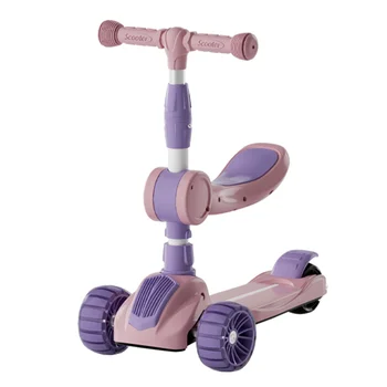 crianças scooter Dobrável Ajustável de luz de Piscamento da roda do PLUTÔNIO 3 em 1 bebê filhos de Scooter Chute Com a música de piscamento do pedal