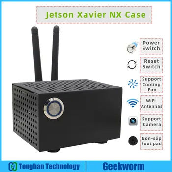 Jetson Xavier NX caixa Metálica/ Gabinete com o 2PCS Antenas Wifi + Power e Reset Switch para NVIDIA Jetson Xavier NX Kit do Desenvolvedor