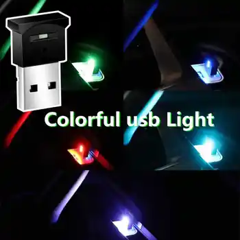 RGB LED USB Carro Mini Lâmpada Decorativa Auto Luz Interior Atmosfera de Luz de Iluminação de Emergência PC Auto de luzes Coloridas