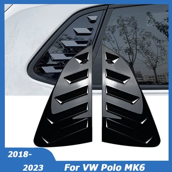 2PCS Para VW Polo MK6 2018-2023 Lado de Ventilação da Janela Traseira Trimestre Tons Colher Grade do Obturador Adesivo Tampa Guarnição de Acessórios para carros