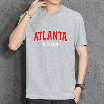 Atlanta, Geórgia Impressão Homens Camiseta Vintage De Grandes Dimensões Roupas De Gola Redonda Designer De Streetwear De Algodão Respirável Mens T-Shirt