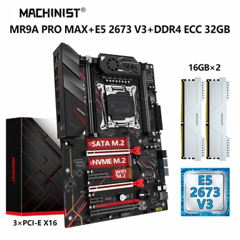 Maquinista X99 placa-Mãe Combo Kit Xeon E5 2673 V3 Processador CPU LGA 2011-3 DDR4 32GB de Memória RAM NVME M. 2 portas SATA 3.0 MR9A PRO MAX.