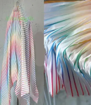 Original tecido plissado, arco-íris gradiente de spray de tecido, tecido chiffon, designer de tecido