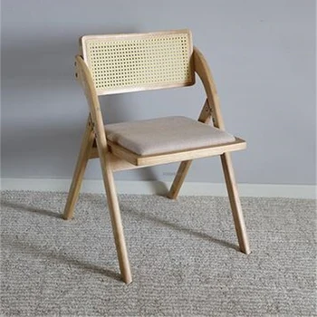 Nordic simples de Madeira maciça de Vime Cadeiras para Sala de Jantar Mobiliário Minimalista Encosto de Lazer Dobrável cozinha Cadeira