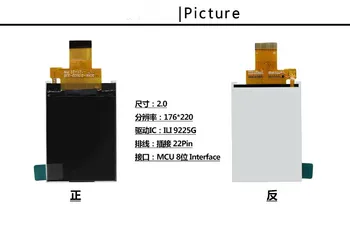 2,0 polegadas 22P 65K HD TFT LCD COG ILI9225 Unidade IC 8Bit MCU Interface de 240(RGB)*320