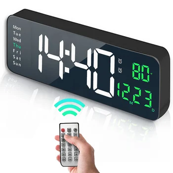 Grande Eletrônicos Relógio de Parede Controle Remoto Temp Data Power Off Memory Tabela Relógio de Parede Dupla Alarmes Digital LED Relógios