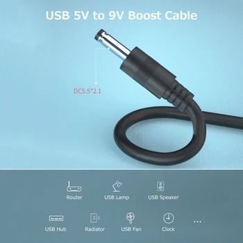 USB Boost Cabo 5V para 9V de Energia USB Adaptador de Energia Cabo USB para Cabo conversor DC DC 5.5*2.1 Porta de Alimentação Ampla Compatibilidade