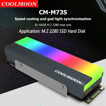 COOLMOON CM-M2A M. 2 ARGB SSD Dissipador de calor do Refrigerador 2280 de Estado Sólido SSD, Disco Rígido de 5V 3 Pin Pequeno de 4 Pinos de um Radiador de Calor Dissipação de Almofada