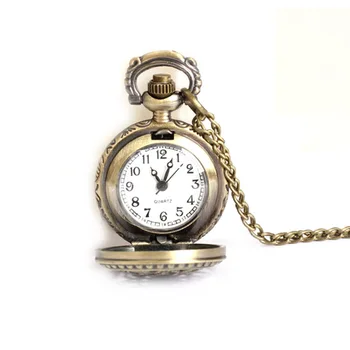 Mulheres Homens Relógio De Bolso Vintage Tamanho Pequeno Lotus Ocos Relógio De Quartzo Cadeia De Colar