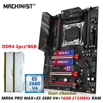 MAQUINISTA X99 placa-Mãe Combinação LGA2011-3 Kit Xeon E5 2680 V4 CPU DDR4 2*8GB de Memória RAM ATX usb3.0 NVMESATA M. 2 MR9A PRO MAX.