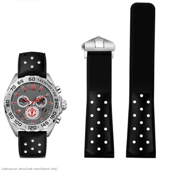 Respirável, pulseira de silicone, 22mm Para a TAG Heuer FORMULA 1 Carrera Corrida de MÔNACO de borracha de pulseira de 22mm Relógio masculino acessórios