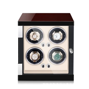 4Digits de Luxo Relógio Mecânico Exibir a Caixa de Relógios Enrolador Automático Cadeia de Agitação Medidor de Armazenamento de Caixa de Luz LED Rotador Shaker