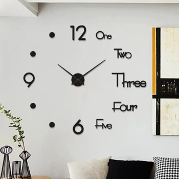 DIY Luminosa Simples Criativo Relógio Digital Soco-Casa Livre Sala de estar, Escritório de Parede Decoração Adesivo de Parede Relógio Silenciosa Relógio de Parede