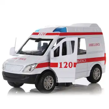 Branco Ambulância Veículos Brinquedos 1/32 Liga Fundido Modelo de Carro com Luz e Som Presente para as Crianças