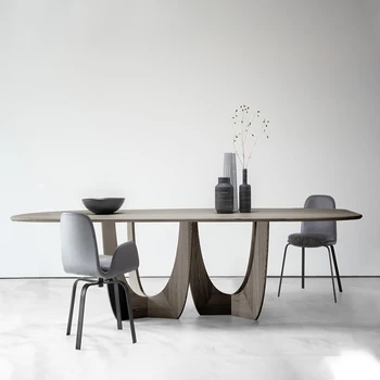 Nordic de madeira sólida bancada designer secretária minimalista e moderna mesa de jantar cadeira de combinação personalizada minimalista e casa de longo guia
