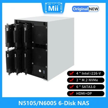 N5105/N6005 NAS/6 SATA/Dual M. 2/ITX/i226-V Placa de Rede